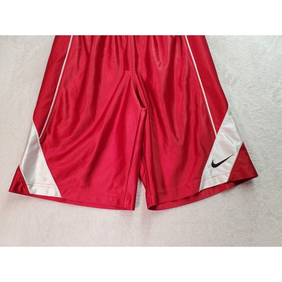 Nike Basketball Shorts Boys Size Medium Red 100% Polyester Logo Elastic Waist - Picture 3 of 8